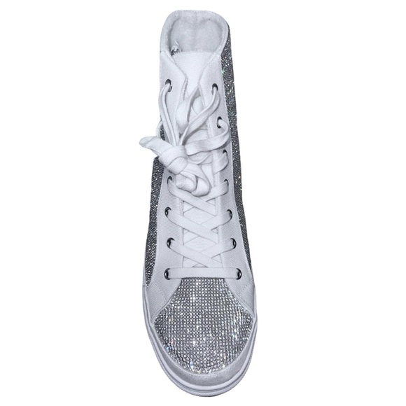 Aqua rhinestone white silver high top sneakers size 11 - Picture 7 of 7